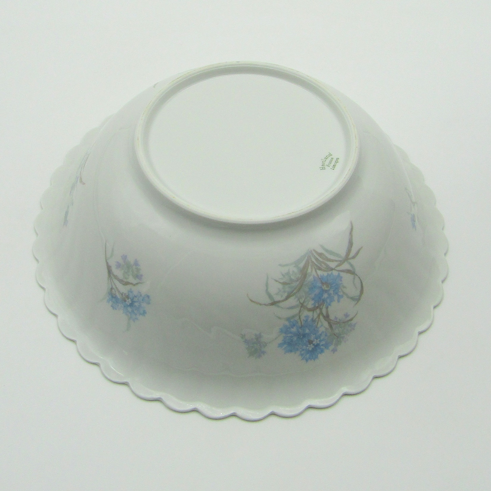 Limoges Haviland Saladier en porcelaine modèle torse bleuets