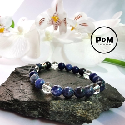 Bracelet Enfant Sodalite Et Quartz Blanc En Pierre Naturelle Perle Mm