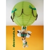 lampe montgolfière enfant bébé lapin vert anis et marron chocolat