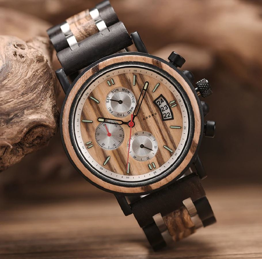 Montre Bois Homme Chronographe Ind Mo