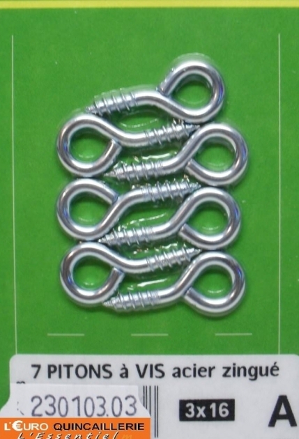 7 Pitons à vis acier zingué 3x16mm QUINCAILLERIE Pitons à Vis Acier