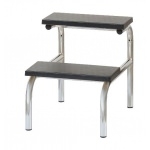 Marchepied tube rond chromé, 2 marches en ABS noir