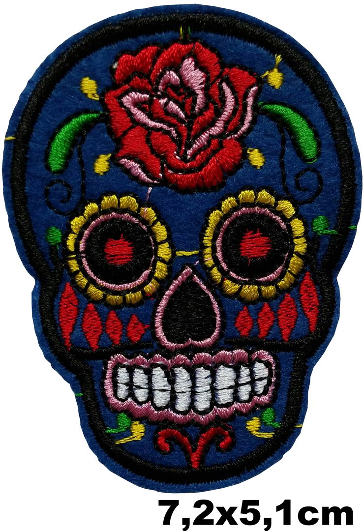 Patch Thermocollant Calavera Bleu Fleur Rose Rouge Cameleon Shop Fr