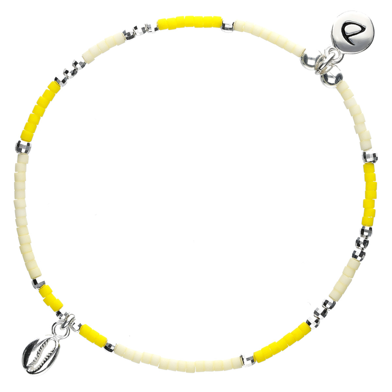 Bracelet élastique Cauris Jaune Crème DORIANE BIJOUX