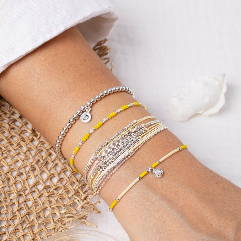 Bracelet Elastique Perles Jaune Crème Nusa DORIANE BIJOUX