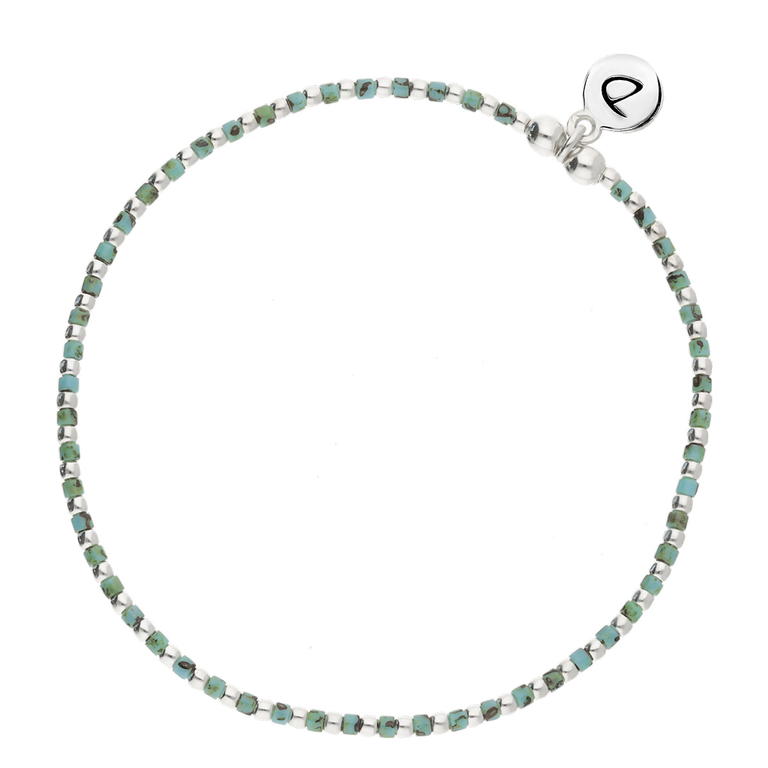 New Bracelet Elastique Grain De Folie Turquoise Doriane Bijoux