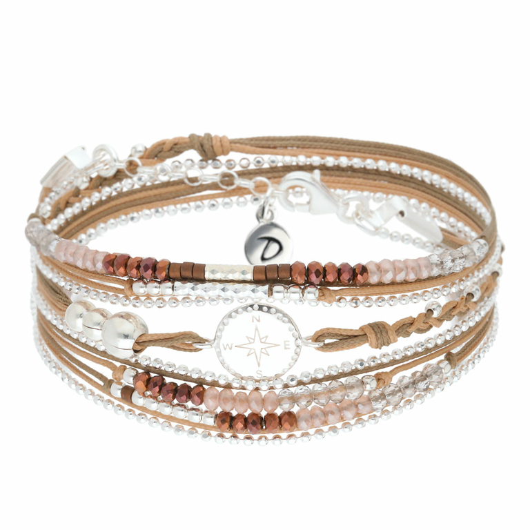 Bracelet Multi Tours Rose Des Vents Beige Choco Doriane Bijoux