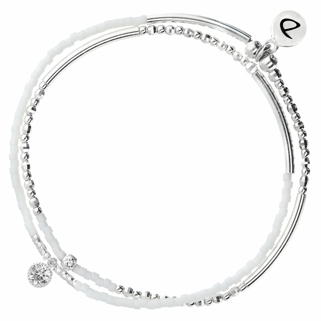 Bracelet Double Élastique Oxyde Tubes Lisses Miyuki Blanc DORIANE BIJOUX