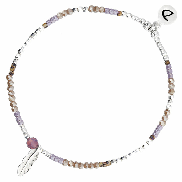 Bracelet Elastique Plume Tripoli Violet Léopard DORIANE BIJOUX