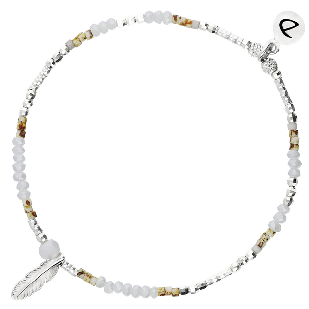 Bracelet Elastique Plume Tripoli Gris Clair L Opard Doriane