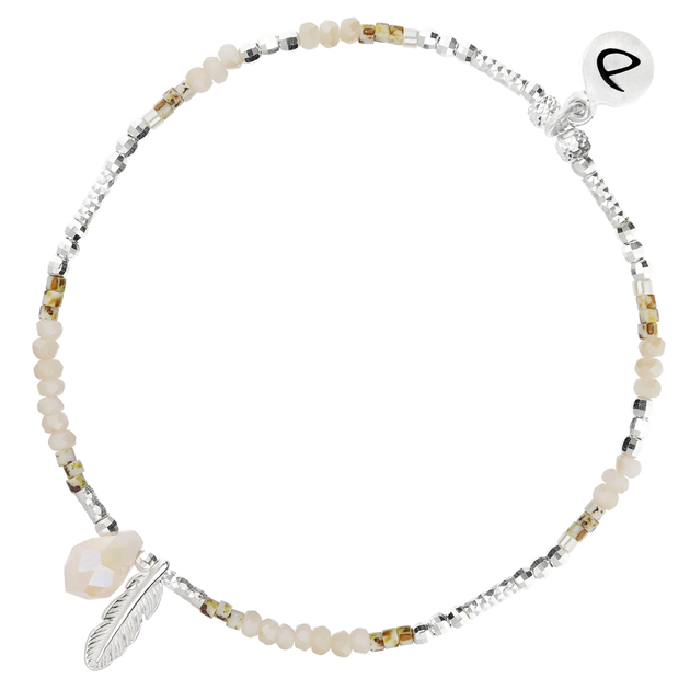 Bracelet Elastique Plume Merida Cr Me L Opard Doriane Bijoux