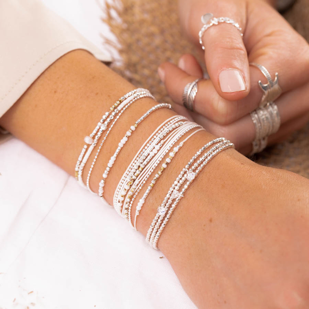 Bracelet Cute Triple Rangs All Silver Bracelets Argent Bracelets