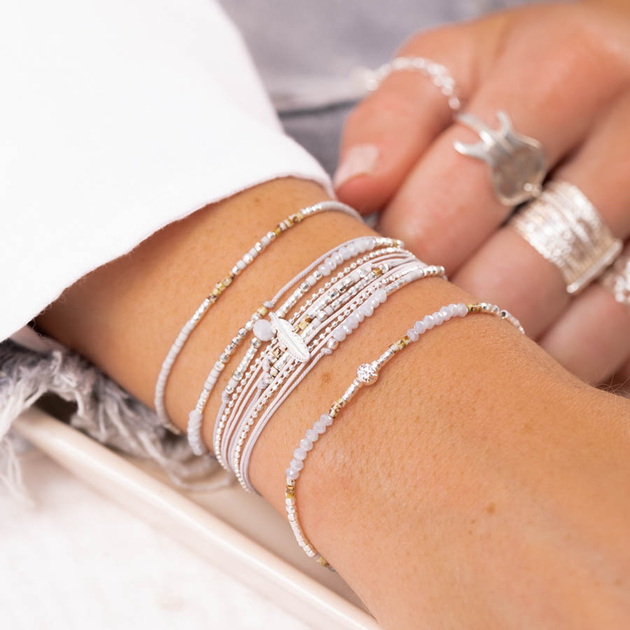 Bracelet Elastique Mykonos Gris Clair L Opard Doriane Bijoux