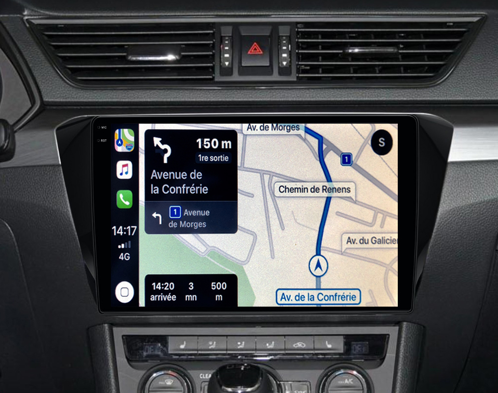 Autoradio Tactile GPS Android Et Carplay Sans Fil Skoda Superb