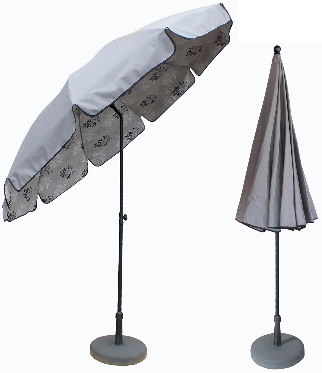 parasol rond Ø200 doublé gris Parasol classique/Parasol doublé dess.fr