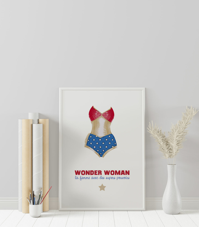 Affiche Vintage Femme Wonder Woman Humour Girl Power AFFICHES