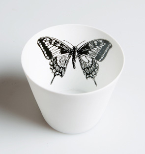  Photophore porcelaine blanc - Papillon
