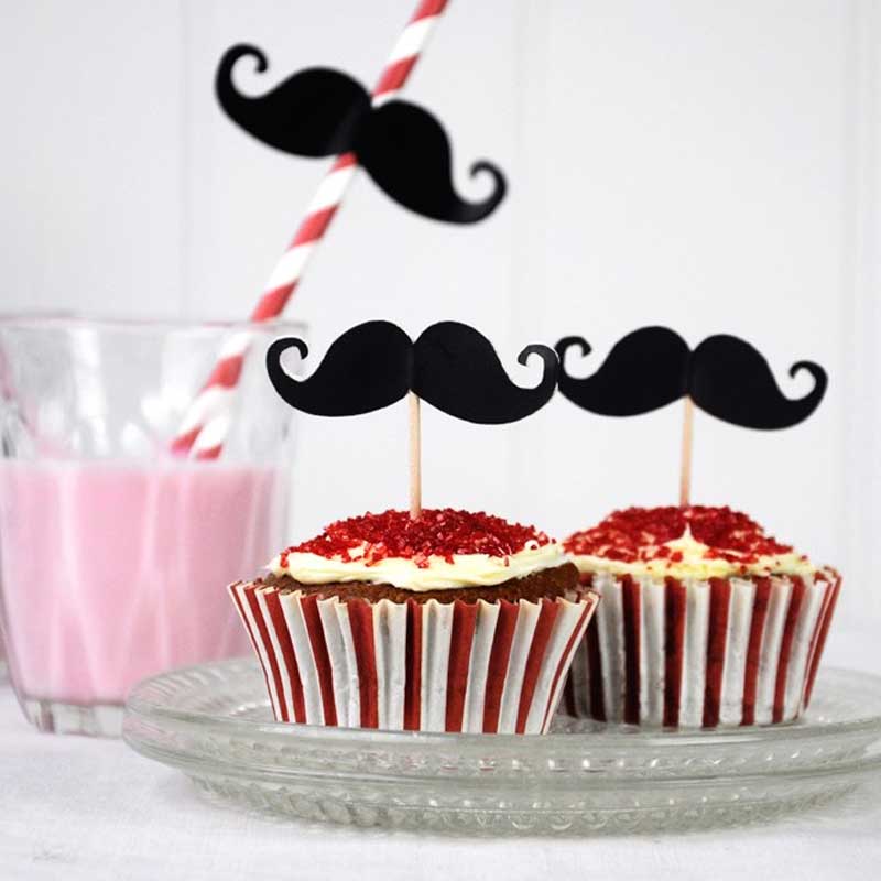  Kit caissettes et toppers cupcake Moustache  Rex