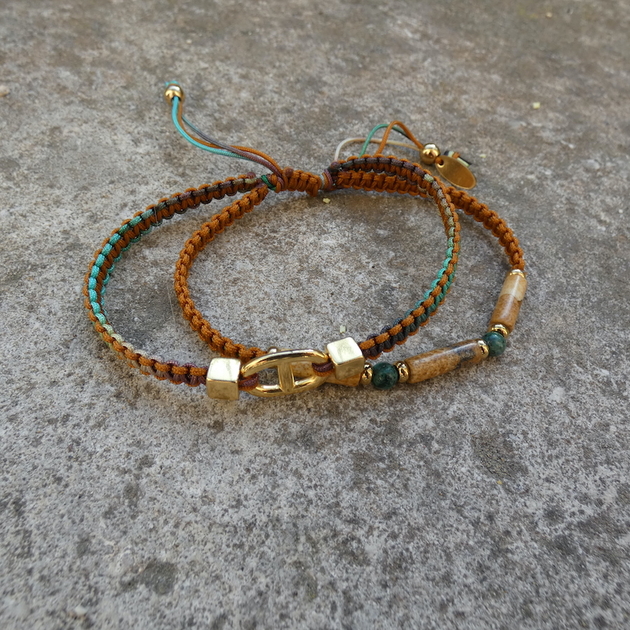 Bracelet Double Ethan Jaspe Azurite Malachite Bracelets Doubles