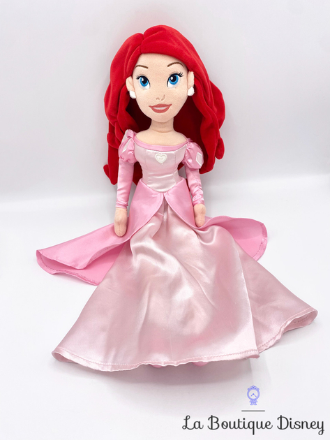 Poupée chiffon Ariel robe rose La petite sirène Disney Store peluche