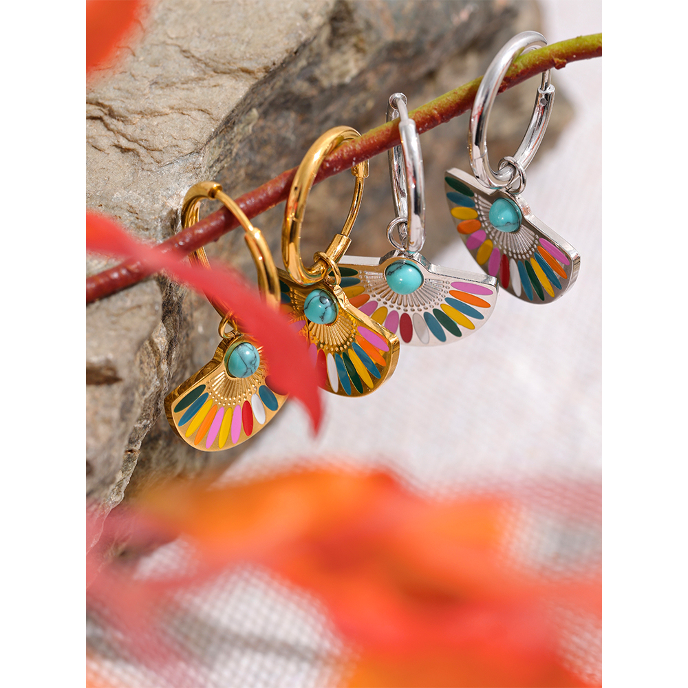 Boucles d oreilles colorées de style mexicain Bijoux