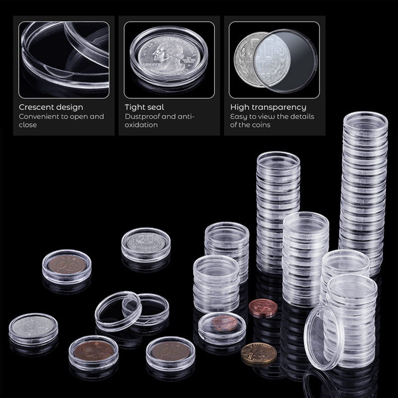 Set de 10 capsule de rangement pour pièce de collection de 21 à 38mm en