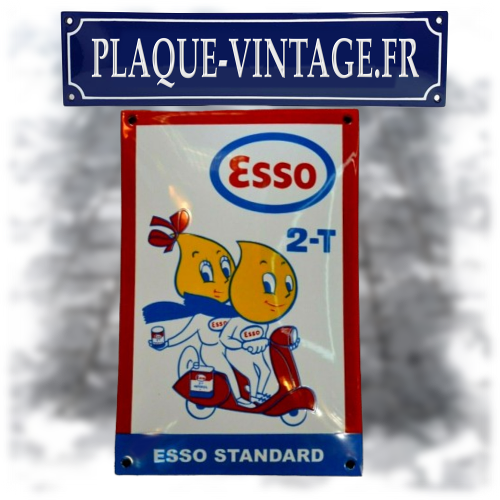 Plaque émaillée Esso 2 temps Ajoutez du charme à votre déco