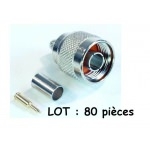 Déstockage Lot 80 connecteurs de type N mâle pour câble coaxial Ø5.4 à 6 mm