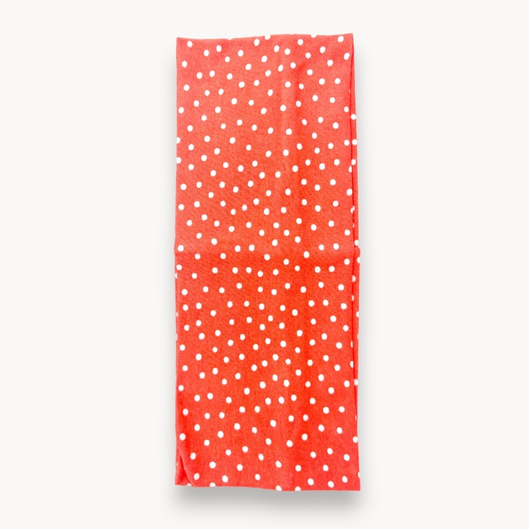 Headband Coral Charm Bandeau Lastique Corail Pois Blancs