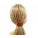 Élastique cheveux feutrine orange et vert