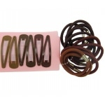 Barrettes clic clac et élastiques cheveux 3 marron