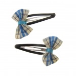 Barrettes clic clac noeud bleu