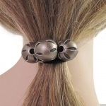Catogan élastique 3 perles cuir