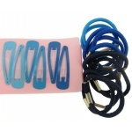 Elastiques et barrettes 3 bleus