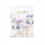 Barrettes clic clac lilas et Papillon