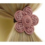 Catogan passementerie fleur rose