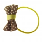 Élastique cheveux nœud marron à pois blancs