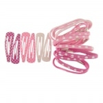 Barrettes et élastiques cœurs roses, fuchsia et rose clair