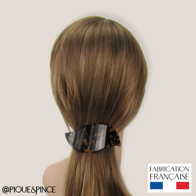 Grande barrette cheveux écaille foncée vague