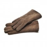 Gants fourrés en peau d'agneau retournée Marron cousu main