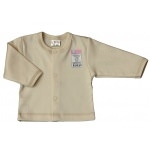Gilet bébé manches longues en coton bio Ivoire