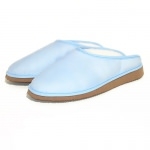 Mules fourrées en peau de mouton Bleu clair