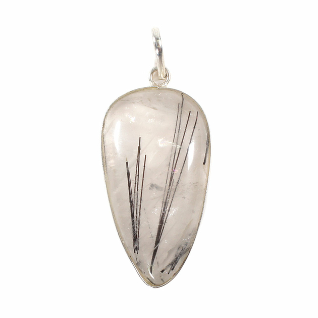 Pendentif En Quartz Tourmaline Serti En Forme De Goutte De 8g