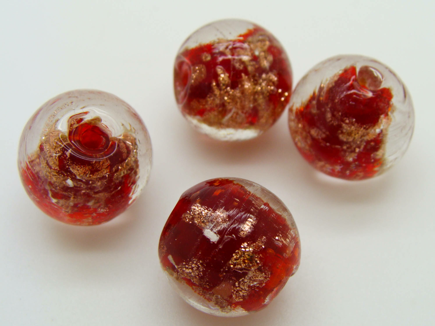 Perles Verre Rondes Mm Touches Dor Es Rouge Par Pcs Perles Verre