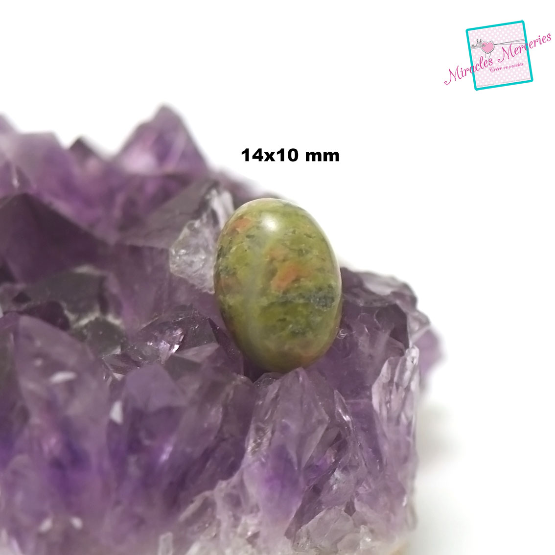 1 Cabochon Ovale 14x10 Mm Jaspe Unakite Pierre Fine Cabochon En