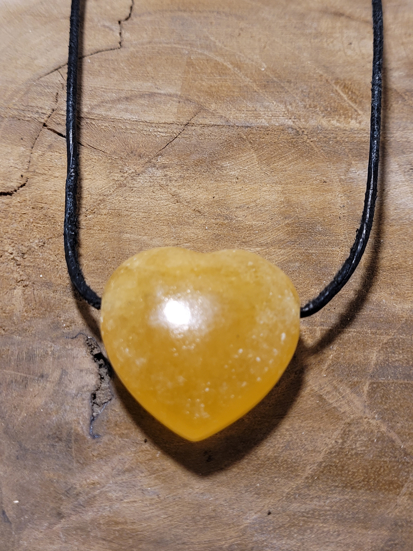 Pendentif Coeur En Pierre Naturelle De Calcite Orange Bijoux Et