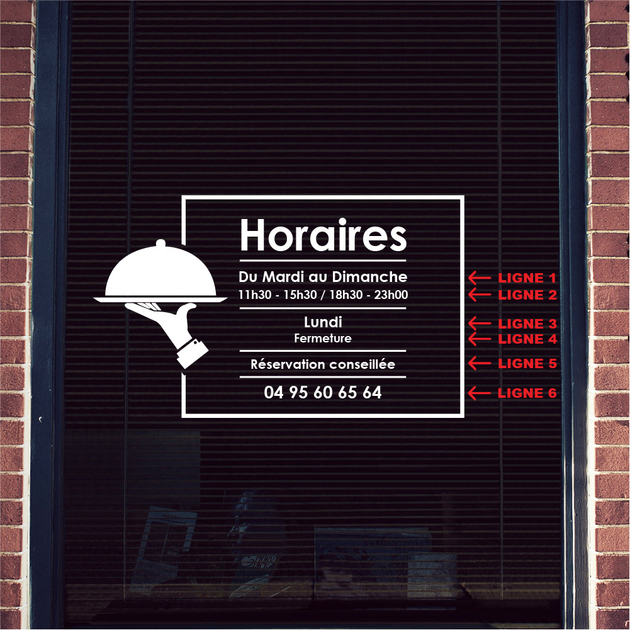 Stickers Horaires Restaurant Traiteur Autocollant Vitrophanie