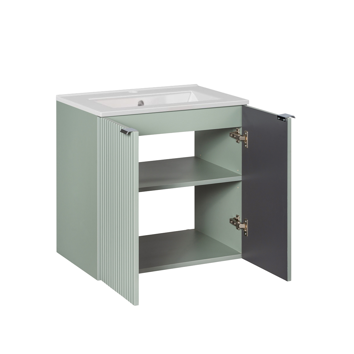 Meuble Simple Vasque Encastr E Cm Portes Jade Vert Meuble Vasque