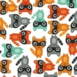DERNIER COUPON Tissu Woodland Pals ratons laveurs