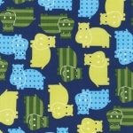 Tissu Hippopotames coloris Royal 20x110 cm